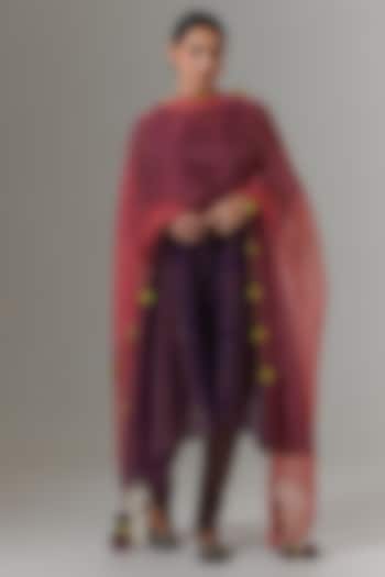 Acai-Colored Organza Kalidar Kurta Set by Neither Nor at Pernia's Pop Up Shop