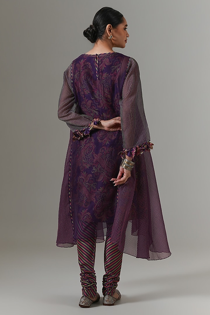 Acai-Colored Organza Kalidar Kurta Set by Neither Nor at Pernia's Pop Up Shop