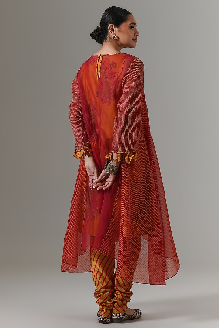Hot Red Organza Kalidar Kurta Set by Neither Nor at Pernia's Pop Up Shop