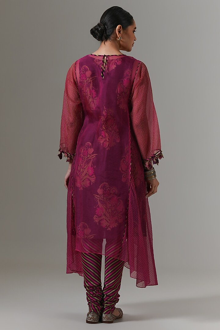 Pickled Beet Organza Kalidar Kurta Set by Neither Nor at Pernia's Pop Up Shop