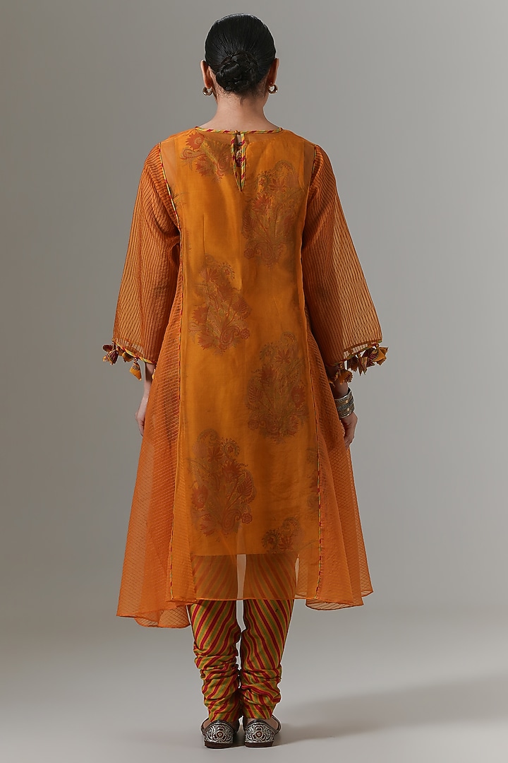 Sunset Gold Organza Kalidar Kurta Set by Neither Nor at Pernia's Pop Up Shop