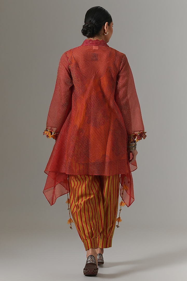 Hot Red Organza Paisley Boota Kurta Set by Neither Nor at Pernia's Pop Up Shop