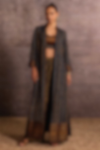 Indigo Blue Rayon Applique Embroidered Jacket by Neither Nor at Pernia's Pop Up Shop