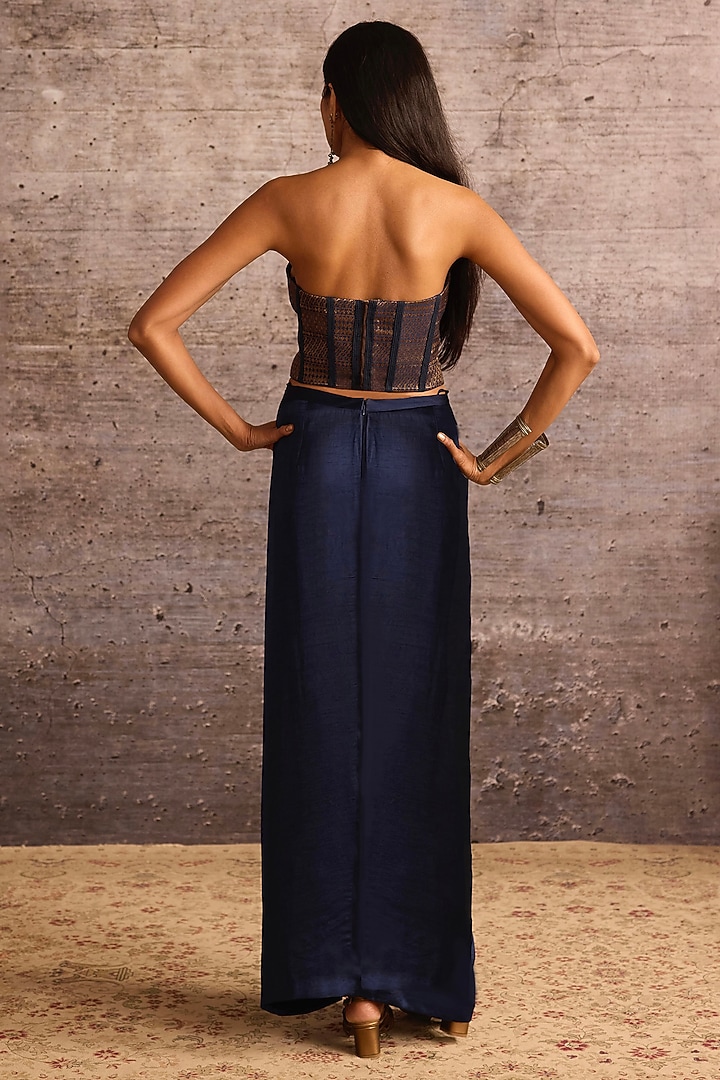 Indigo Blue & Copper Viscose Crop Top by Neither Nor at Pernia's Pop Up Shop