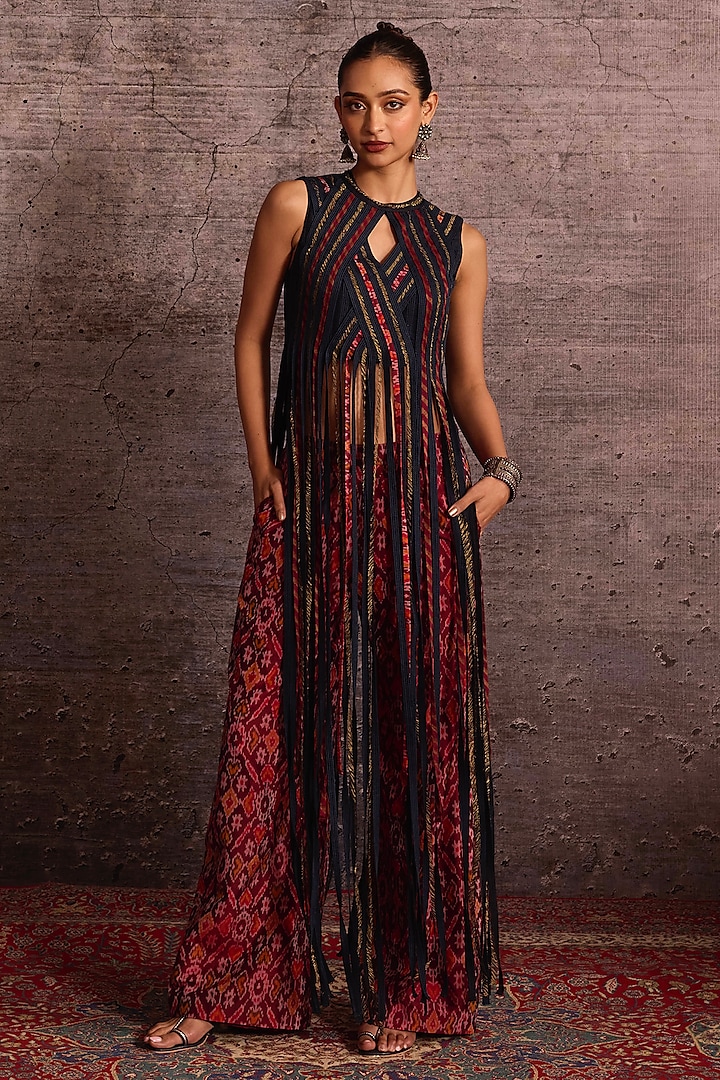 Multi-Colored Rayon Embroidered Fringed Top by Neither Nor at Pernia's Pop Up Shop