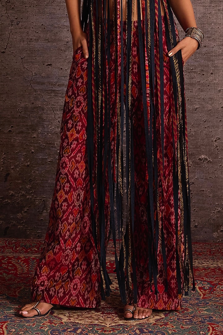 Multi-Colored Rayon Embroidered Fringed Top by Neither Nor at Pernia's Pop Up Shop
