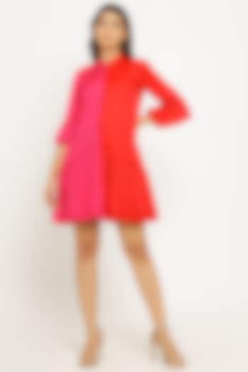 Red & Pink Mini Dress by Neora by Nehal Chopra
