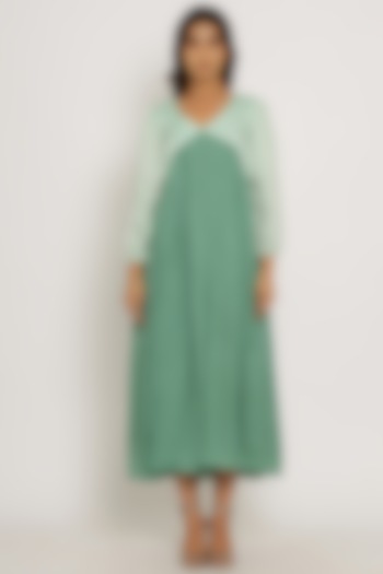 Teal & Tea Green Color Blocked Maxi Summer Dress by Neora by Nehal Chopra at Pernia's Pop Up Shop