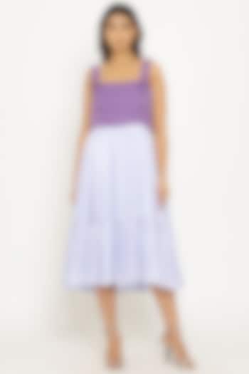 Purple & Lilac Color Blocked Summer Dress by Neora by Nehal Chopra at Pernia's Pop Up Shop