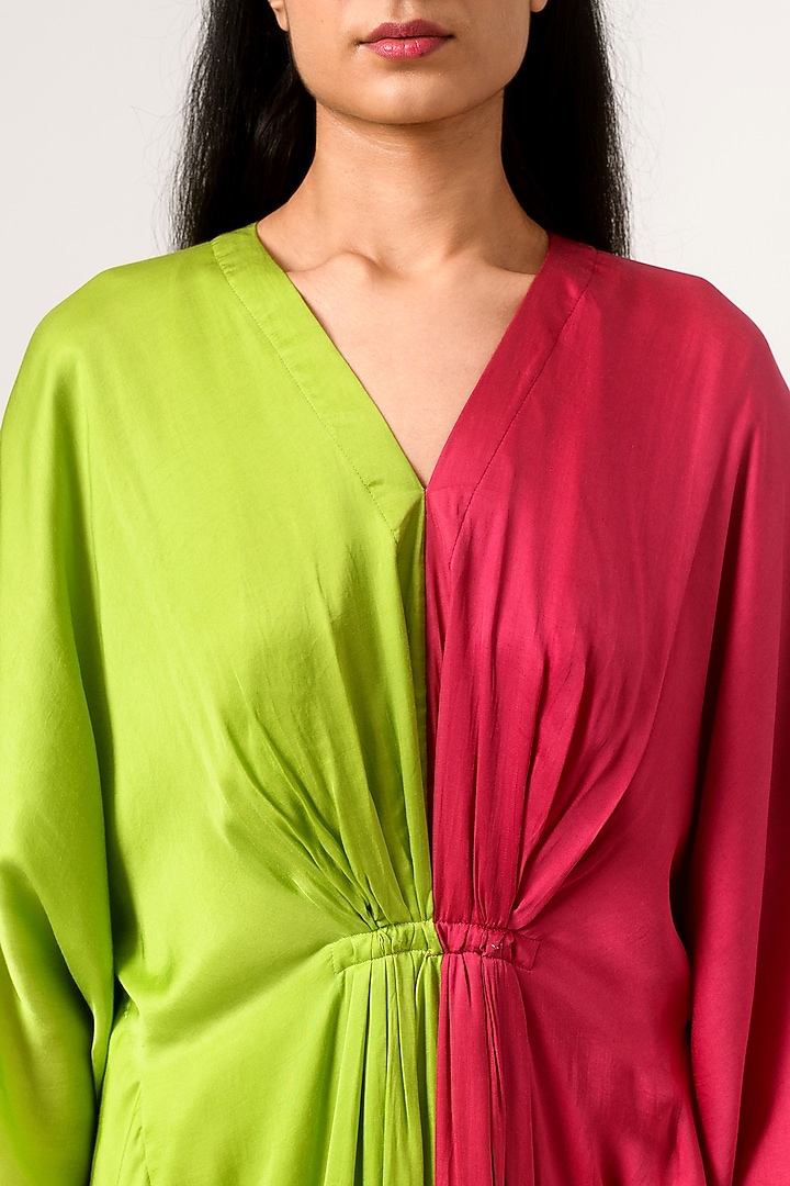 Green & Wine Kaftan Summer Dress by Neora by Nehal Chopra at Pernia's Pop Up Shop