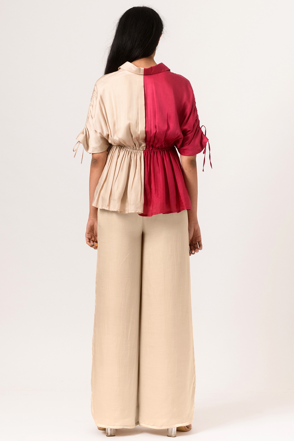 Ecru \u0026 Wine Sustainable Silk Blouse 