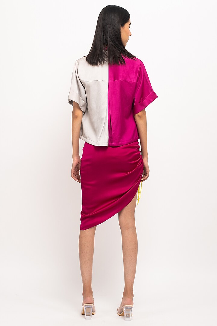 Wine Bemberg Modal Silk Skirt Set by Neora by Nehal Chopra at Pernia's Pop Up Shop