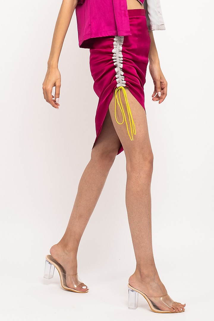 Wine Bemberg Modal Silk Skirt Set by Neora by Nehal Chopra at Pernia's Pop Up Shop