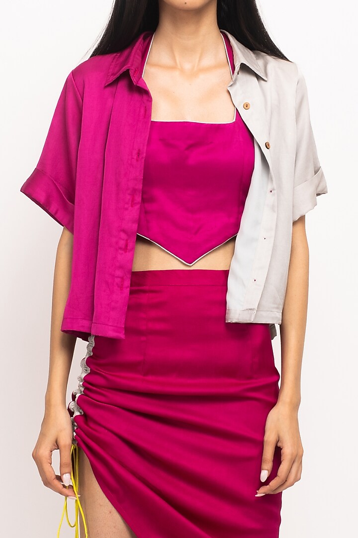 Wine Bemberg Modal Silk Skirt Set by Neora by Nehal Chopra at Pernia's Pop Up Shop