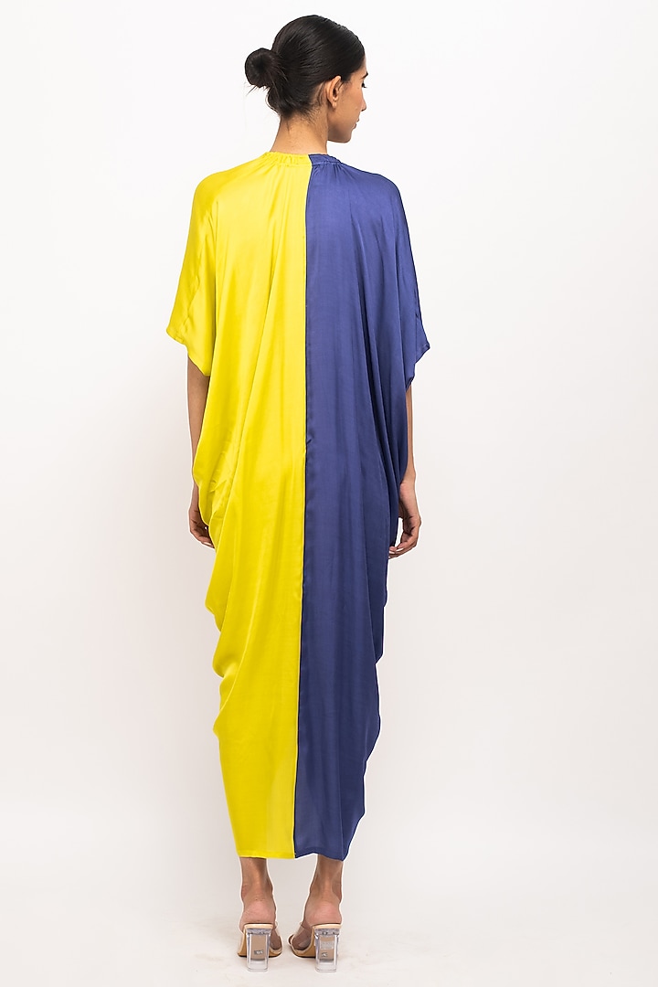 Blue & Neon Bemberg Modal Silk Cape by Neora by Nehal Chopra at Pernia's Pop Up Shop