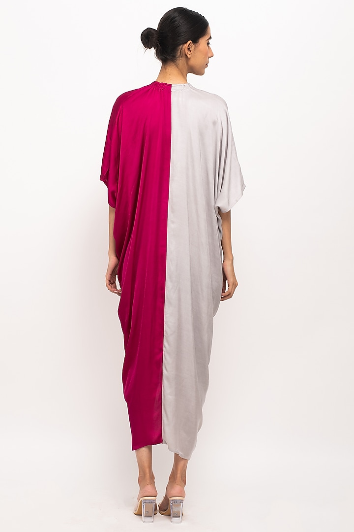 Wine & Grey Bemberg Modal Silk Cape by Neora by Nehal Chopra at Pernia's Pop Up Shop