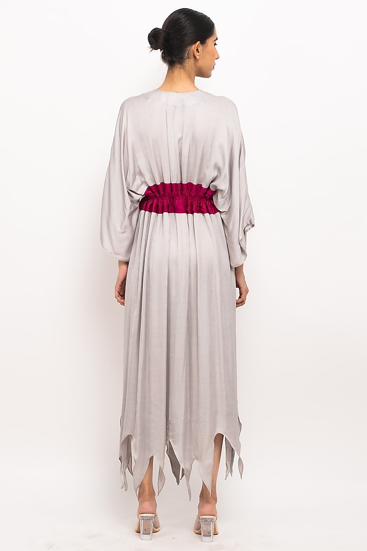 Wine & Grey Bemberg Modal Silk Cape by Neora by Nehal Chopra at Pernia's Pop Up Shop