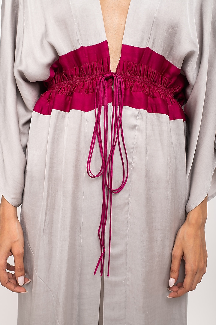 Wine & Grey Bemberg Modal Silk Cape by Neora by Nehal Chopra at Pernia's Pop Up Shop