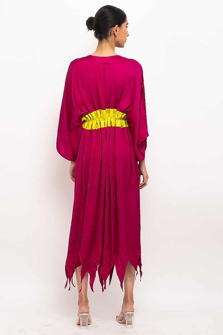 Wine & Neon Bemberg Modal Silk Cape by Neora by Nehal Chopra at Pernia's Pop Up Shop