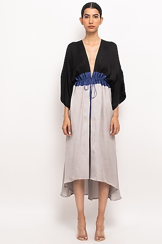 Multi-Colored Bemberg Modal Silk Cape by Neora by Nehal Chopra