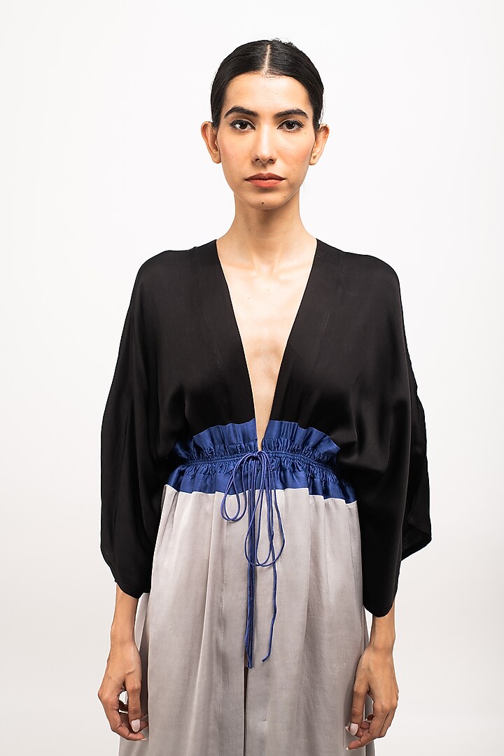 Multi-Colored Bemberg Modal Silk Cape by Neora by Nehal Chopra at Pernia's Pop Up Shop