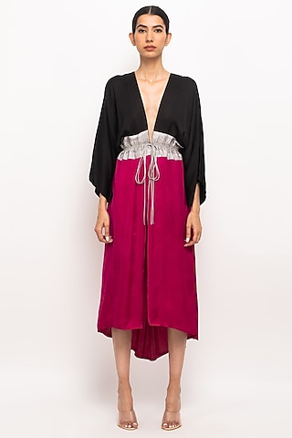 Multi-Colored Bemberg Modal Silk Cape by Neora by Nehal Chopra