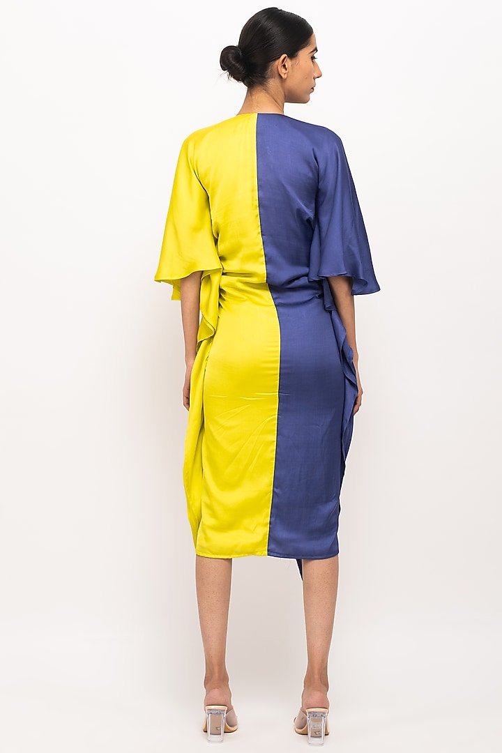 Blue & Neon Bemberg Modal Silk Kaftan Summer Dress by Neora by Nehal Chopra at Pernia's Pop Up Shop