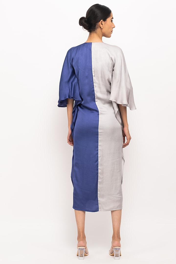 Grey & Blue Bemberg Modal Silk Kaftan Summer Dress by Neora by Nehal Chopra at Pernia's Pop Up Shop