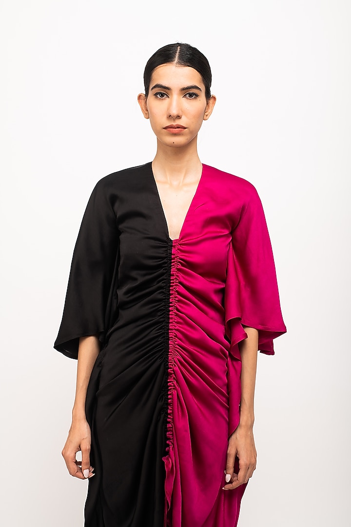 Black & Wine Bemberg Modal Silk Kaftan Summer Dress by Neora by Nehal Chopra at Pernia's Pop Up Shop