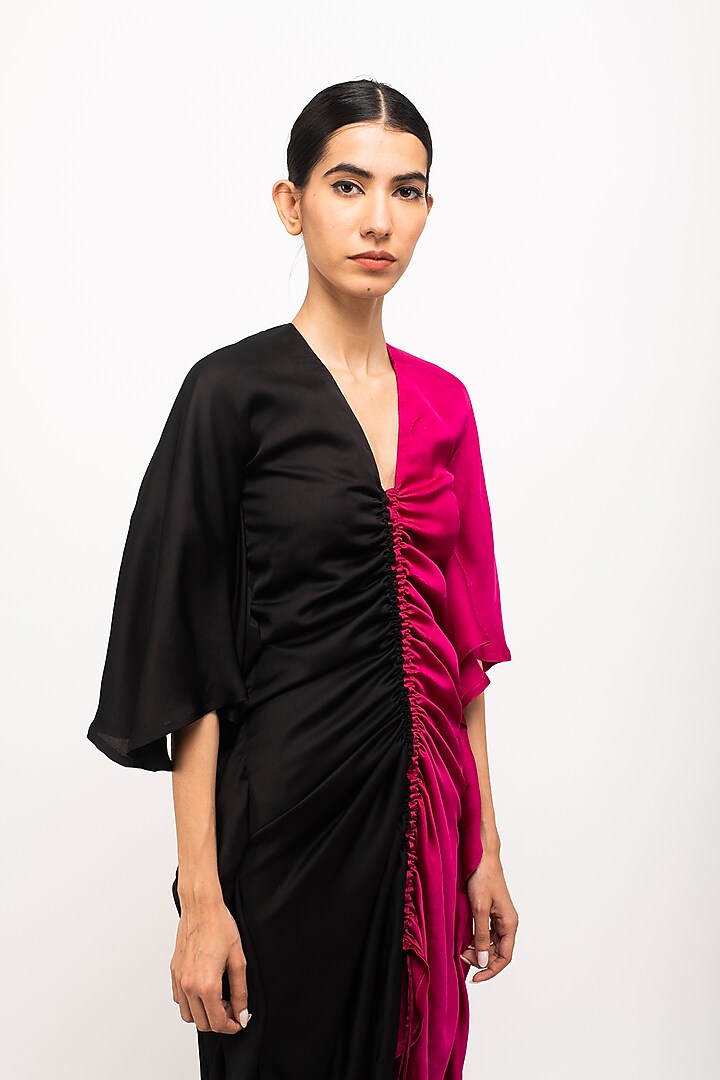 Black & Wine Bemberg Modal Silk Kaftan Summer Dress by Neora by Nehal Chopra at Pernia's Pop Up Shop
