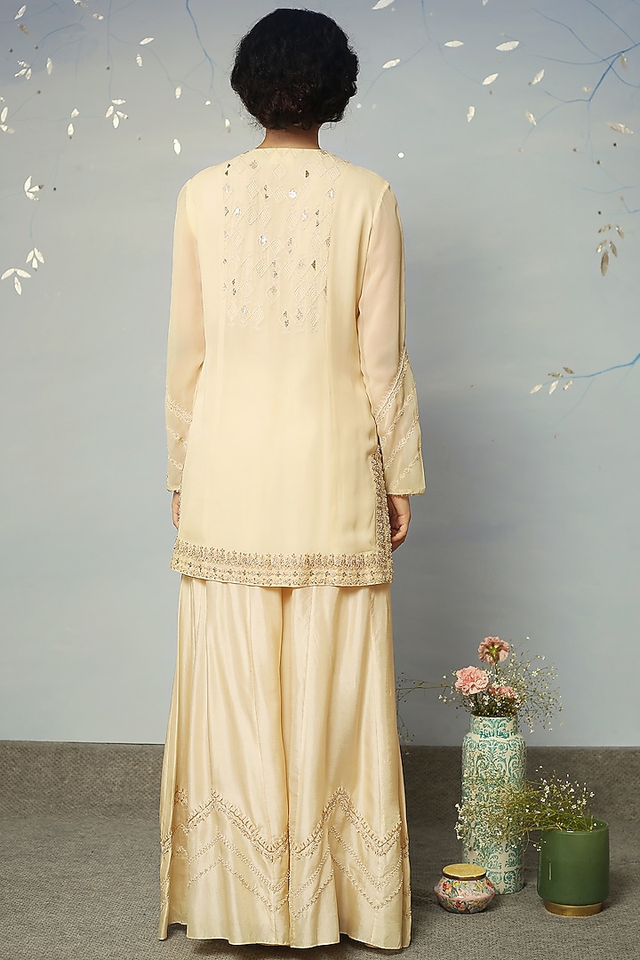 Beige Embroidered Wedding Sharara Set by Neha Poddar at Pernia's Pop Up Shop