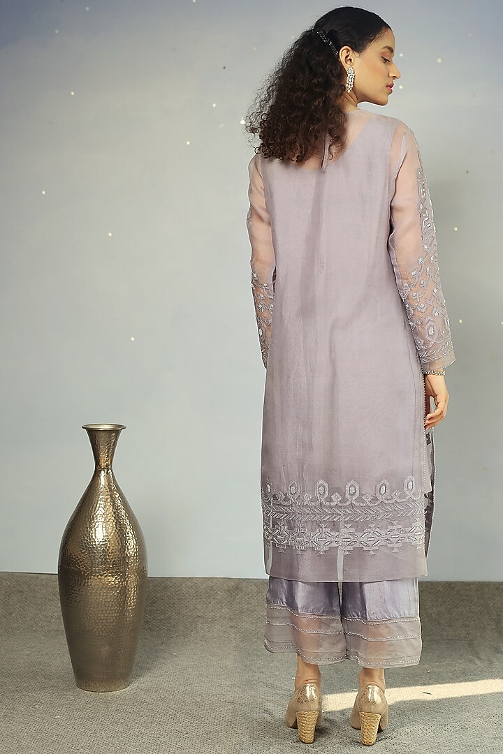 Mauve Embellished Kurta Set by Neha Poddar at Pernia's Pop Up Shop