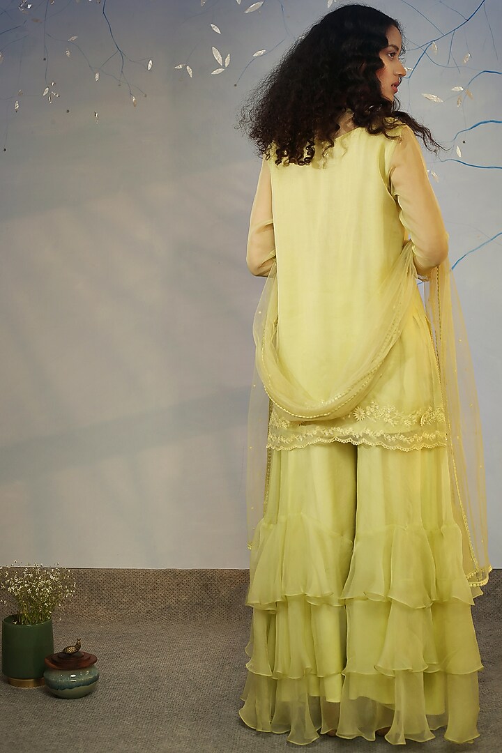 Mint Green Embellished Wedding Sharara Set by Neha Poddar at Pernia's Pop Up Shop