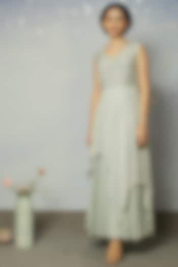 Ice Grey Embellished Gown by Neha Poddar