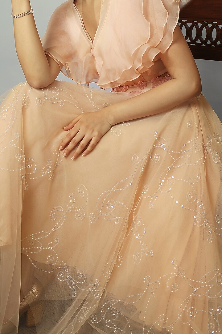 Powder Pink Embellished Skirt Set by Neha Poddar at Pernia's Pop Up Shop