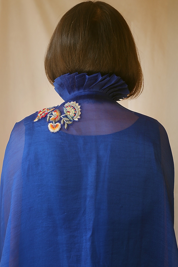 Blue Embellished Cape With Inner by Neha Poddar at Pernia's Pop Up Shop