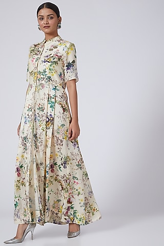 Beige Digital Printed Tunic by Neha Poddar
