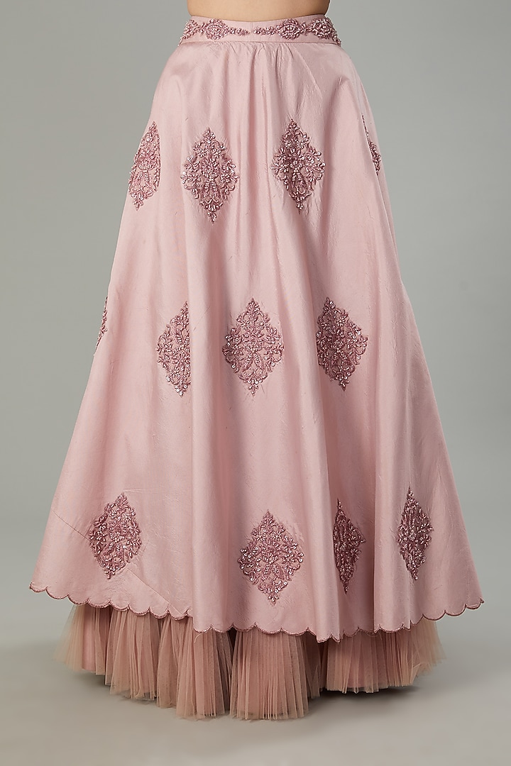 Pink Pure Dupion Silk Cutdana Hand Embroidered Wedding Lehenga Set by NEHA PUPREJA at Pernia's Pop Up Shop