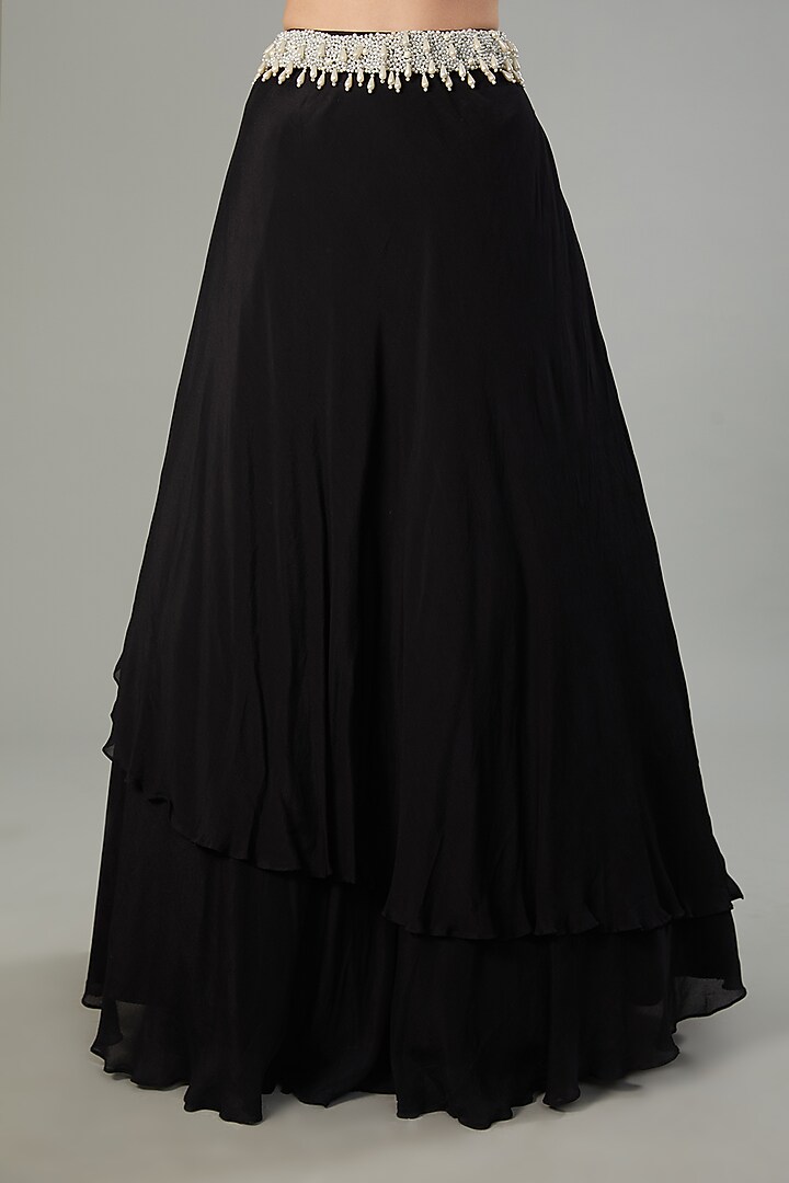 Black Chinon Chiffon Wedding Lehenga Set by NEHA PUPREJA at Pernia's Pop Up Shop