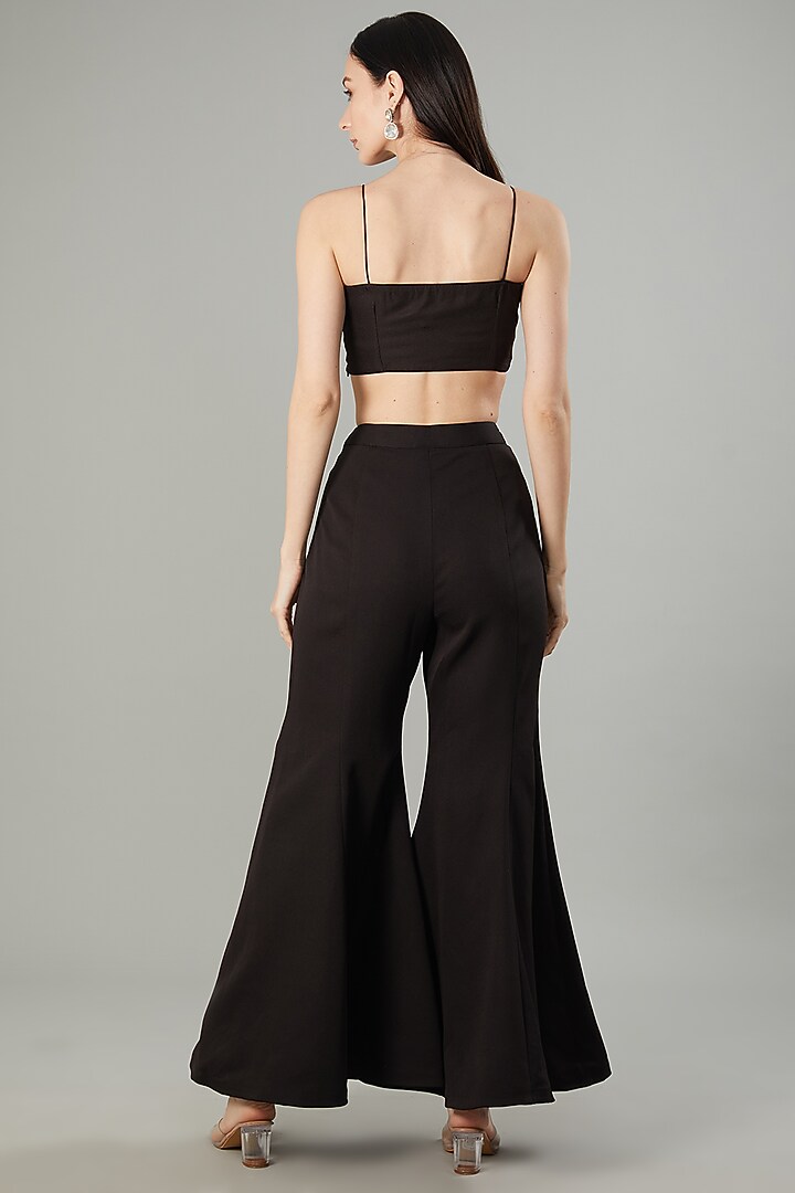 Black Moss Crepe Pearl Embroidered Co-Ord Set by NEHA PUPREJA at Pernia's Pop Up Shop
