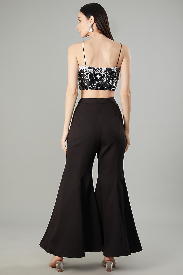 Black Imported Crepe Crystal Embellished Jacket Set by NEHA PUPREJA at Pernia's Pop Up Shop