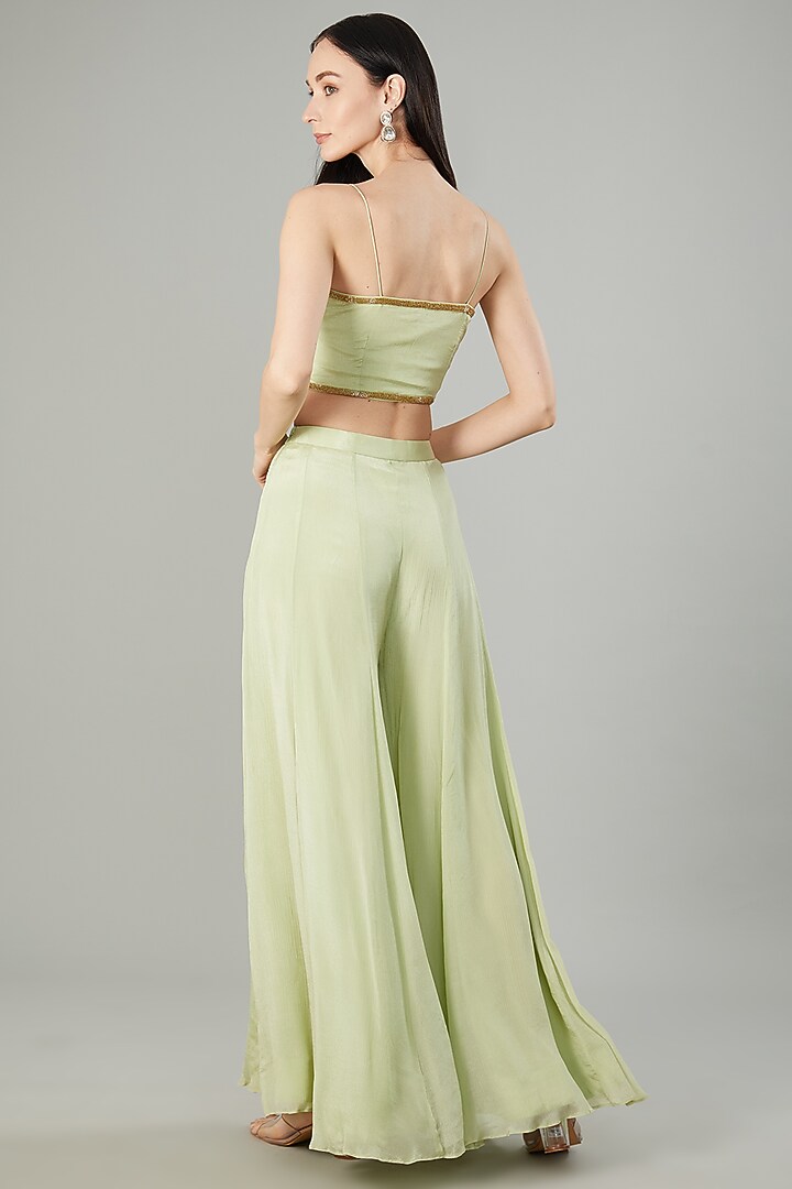Lime Green Chinon Chiffon Wedding Sharara Set by NEHA PUPREJA at Pernia's Pop Up Shop