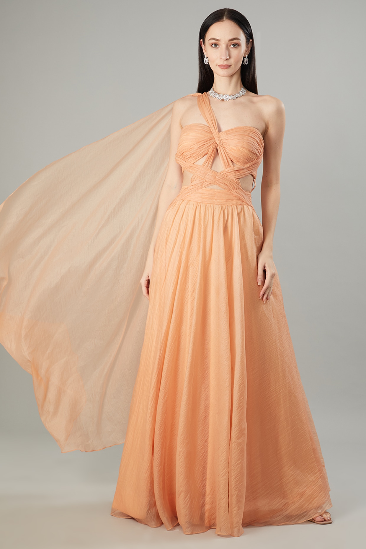 Buy Vivek party wear peach color gown Online at Best Prices in India -  JioMart.