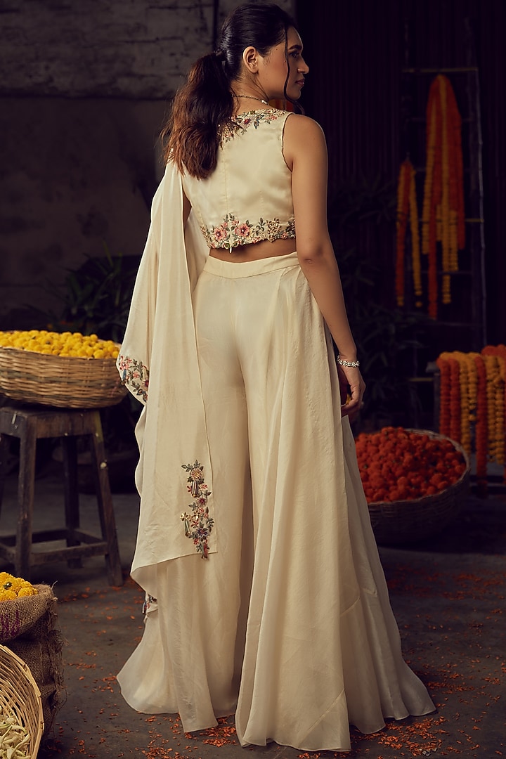 Ivory Organza Wedding Sharara Set by Nehha Nhata at Pernia's Pop Up Shop