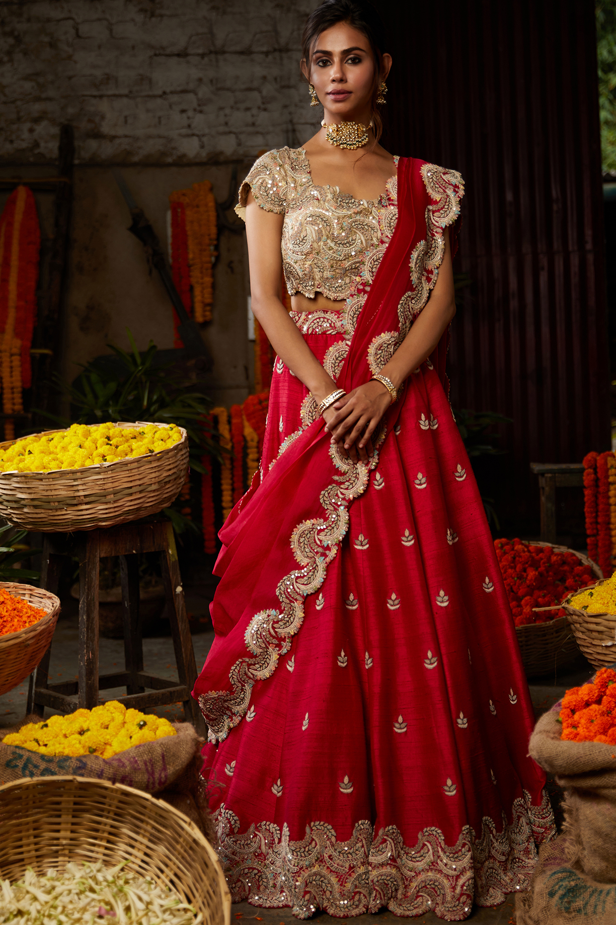 Fuschia Pink Hand Embroidered Bridal lehenga for 22 Lehenga Set by Nehha Nhata at Pernia's Pop Up Shop