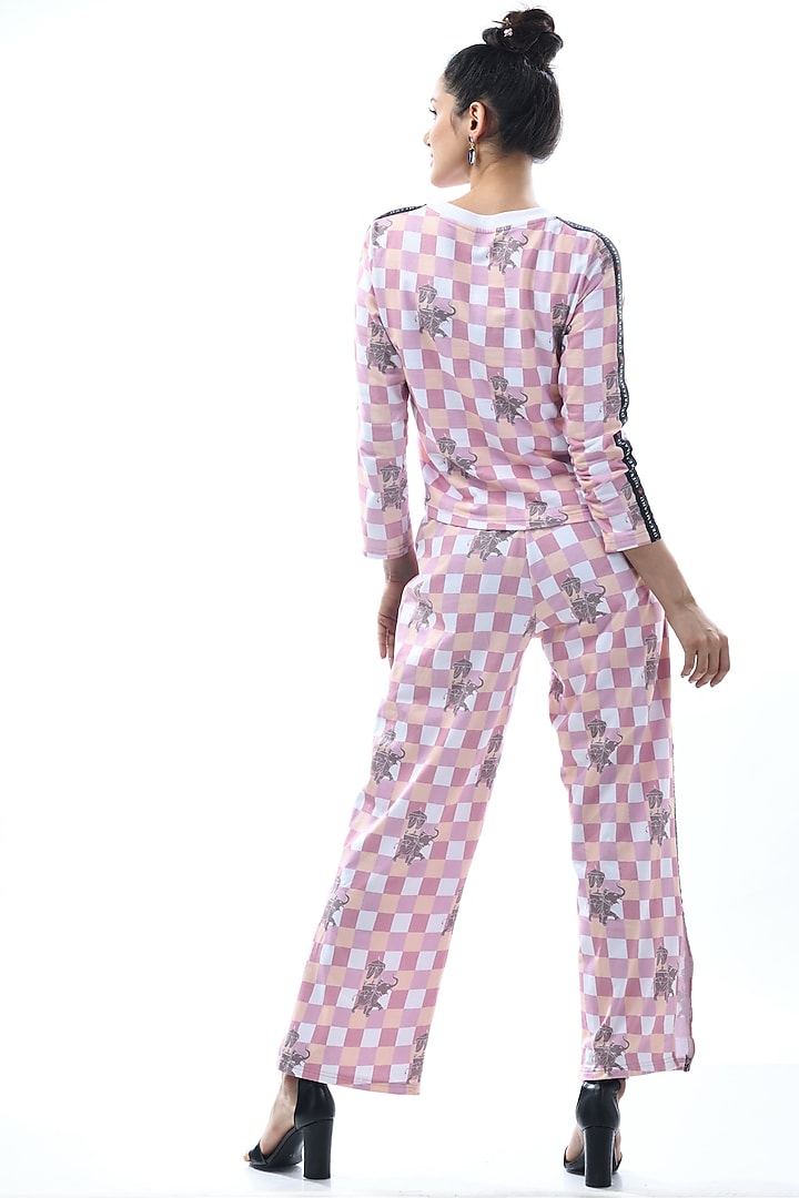 Purple Printed Terry Track Suit by Nochee Vida at Pernia's Pop Up Shop