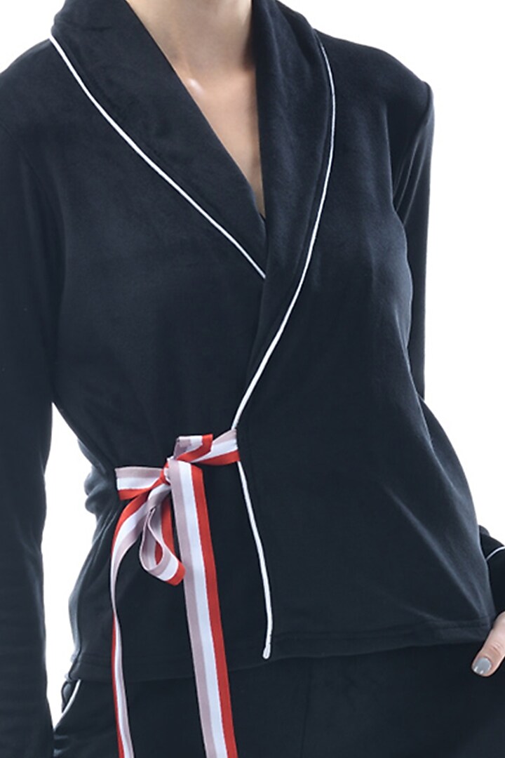 Black Kotted Top With Pajama Pants by Nochee Vida at Pernia's Pop Up Shop