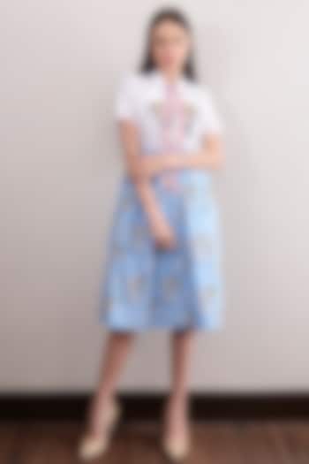Sky Blue Printed & Embroidered Summer Dress by Nochee Vida at Pernia's Pop Up Shop
