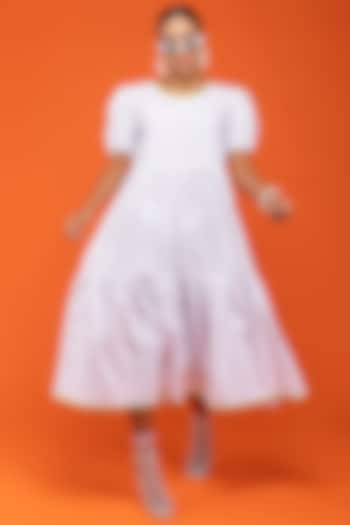 White Layered Cotton Summer Dress by Nochee Vida at Pernia's Pop Up Shop