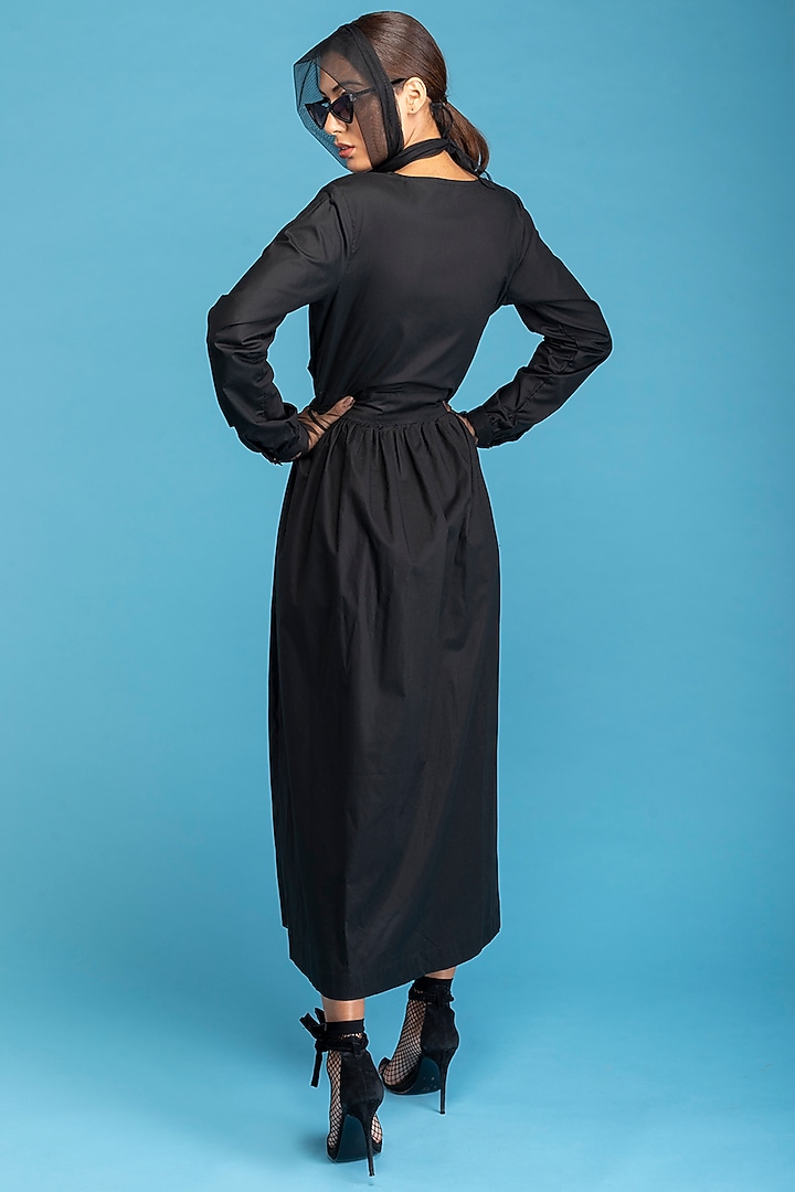 Black Overlap Summer Dress With Pockets by Nochee Vida at Pernia's Pop Up Shop